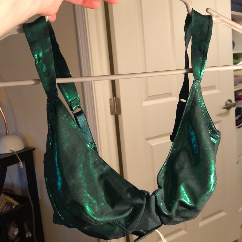 Sparkly green mermaid-esque bra